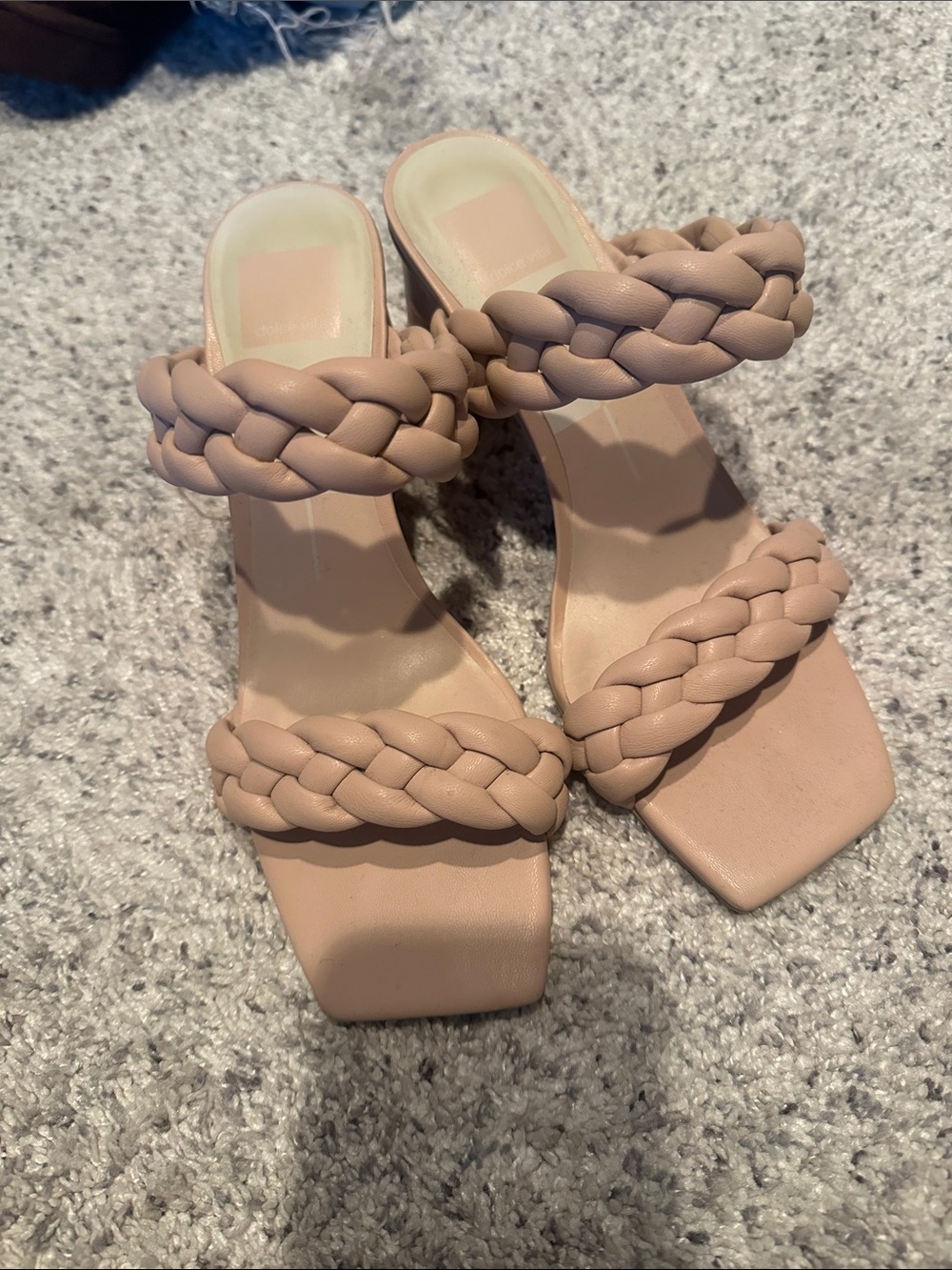 Dolce Vita Braided Double-Strap Slide Heels in Blush